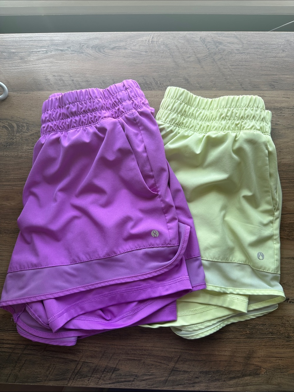 Layer 8 Women’s Athletic Shorts Two-Pack — Pink and Lime Green Active Shorts